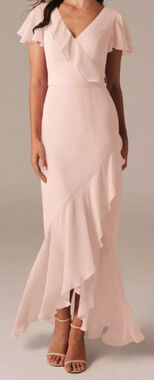 AW BRIDAL 6 S pearl pink chiffon Celia bridesmaid formal party maxi dress b22